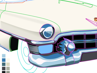 [WIP] 1954 Fleetwood Cadillac art deco cadillac car fleetwood gmc illustration process progress shot vector wip