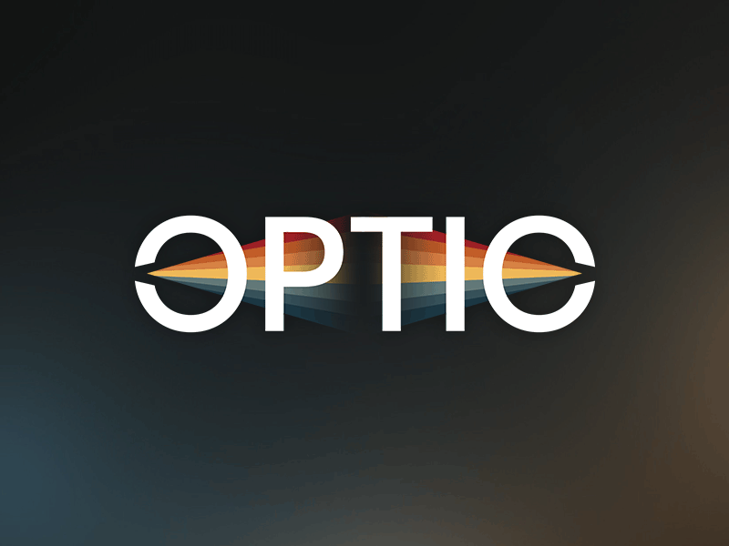 OPTIC: Big + Small audio branding faded gradient logo mask mixing optic prism rainbow retro