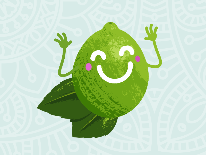 Lime here to stay! blush cartoon emoji fruit gif hands happy illustration lime smile texture vector