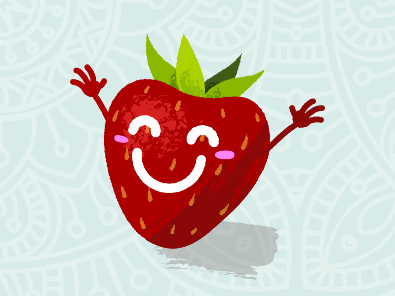 You're berry special! illustration smile food gif emoji happy fruit vector cartoon hands wave strawberry