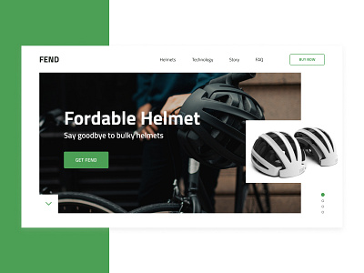 FEND Helmets main screen design green landing page minimalism ui ux web