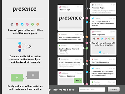 Presence launch page landing promo signup