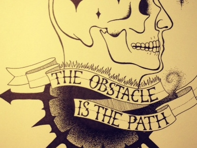 The Obstacle anatomy chaos chaos star dotwork drawing illustration pointillism skull stippling tattoo zen