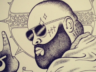 Maybach Messiah dotwork drawing illustration maybach messiah pointillism portrait religious rick ross stippling
