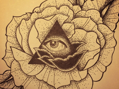 Eye all seeing eye dotwork drawing eye of providence flower illustration rose stippling tattoo