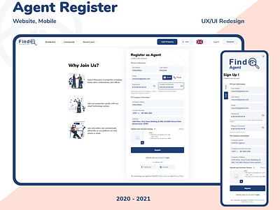 FindOD Realestate Agent Register design ui ux