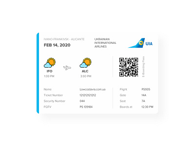 UIA's ticket redesign airlines app flight plane ticket redesign ticket uia ukraine