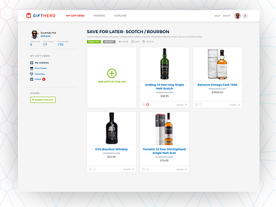 Gift Hero - list gifts ui