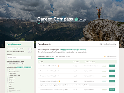 Career Compass from EMPath careers jobs list responsive table table