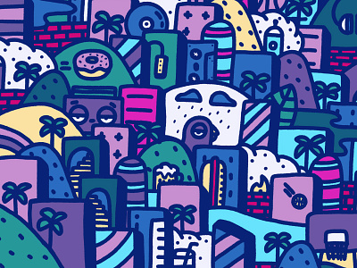 Jungle 3/3 doodle drawing landscape procreate rain urban