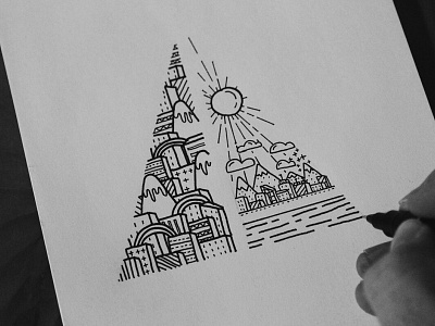 Contrast buildings doodle doodling drawing geometric minimalist tiny triangle