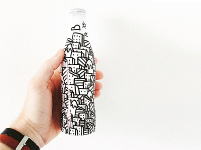 Doodles on a bottle bottle doodle drawing drink handmade