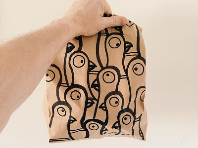 Shopping bag bag bird custom doodle drawing handmade pattern pigeon posca