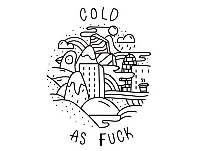 Cold as fuck art black cold frozen illustration landscape line snow white