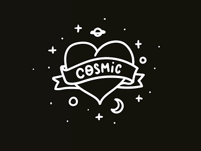 You are cosmic black cosmic heart line art line craft line work space white