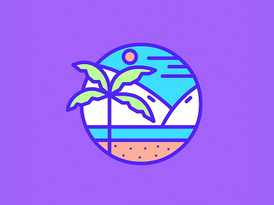 Summer beach geometric minimalism palm tree round shape summer
