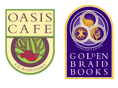 Oasis Cafe Golden Braid Books Logos branding logo