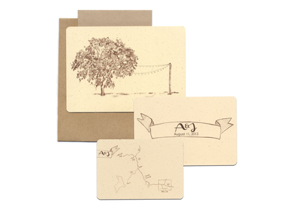 Tree Illustration Invitation invitation set