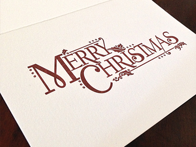 Letterpressed Christmas Card - Merry Christmas Typography