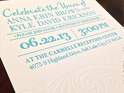 Letterpressed Wedding Invitation card cotton invitation letterpressed lettra wedding