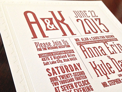 Letterpressed Wedding Invitation card cotton invitation letterpressed lettra wedding