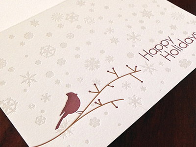 Letterpressed Christmas Card - Happy Holidays Bird bird card christmas cotton greeting holiday letterpressed lettra