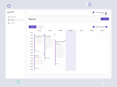CRM System clear reports schedule ui webdesign week