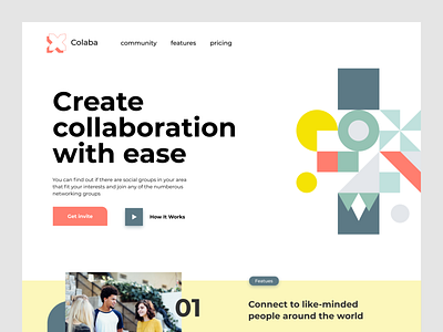 Collaboration Website bright colors clear collaborate hero section ui uidesign webdesign