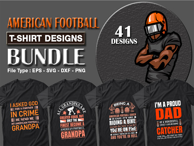 Best Selling 41 American football sport t-shirt designs bundle