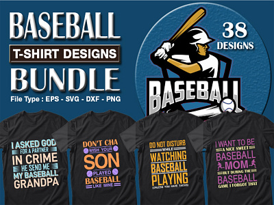 Best selling 38 baseball sport t-shirt designs bundle