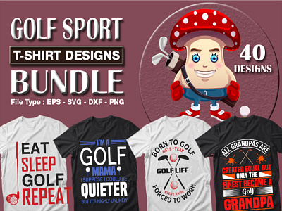 Best selling 40 golf sport t-shirt designs bundle