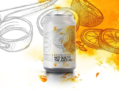 Not Guilty! The Juice IPA beer art beer branding beer can beer label black pen branding can can art can design design graphic design illustration packaging packaging design