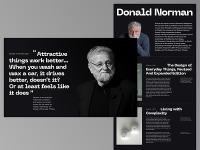 Personal page of Don Norman black clean concept dark ui design interface minimalism typography ui web web design webdesign website