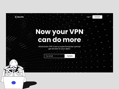 Kelvpn — Blockchain VPN black clean design homepage interface minimalism typography ui web web design webdesign website