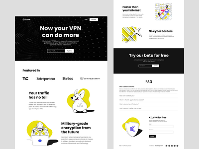 Blockchain VPN black clean design illustrations interface minimalism product design typography ui vpn web web design website