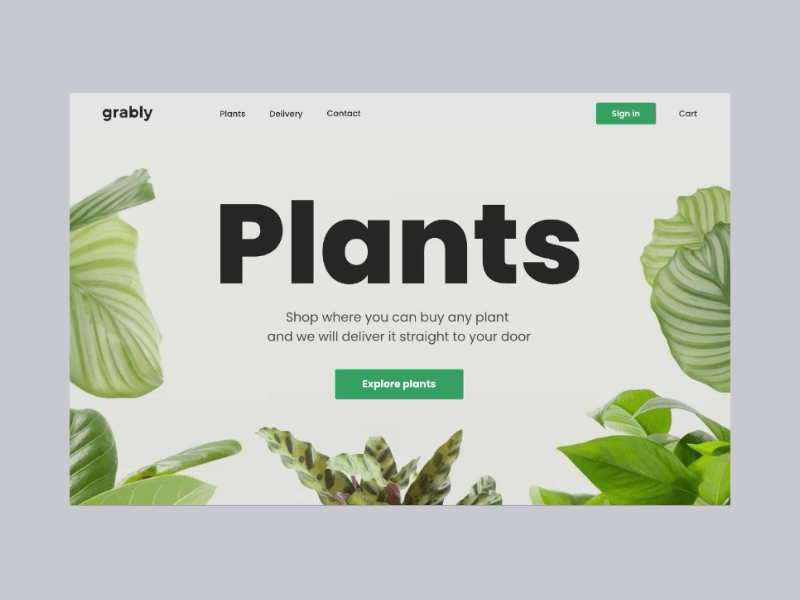 Plants store animation concept design interface minimalism plants ui ux web website white background