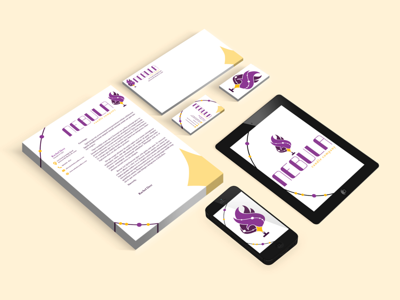 Nebula Candle Company - Print Collateral card business card envelope letterhead identity branding graphic design design print print collateral candle nebula