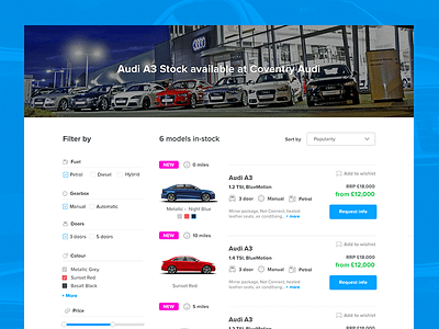 Stock cars page results cars commerce filters flat listing results stock