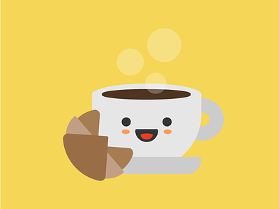 Na tazzulell e cafè breakfast coffee croissant cup cute icon illustration italian