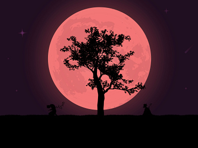 Blood Moon adobe adobe illustrator design flat silhouette