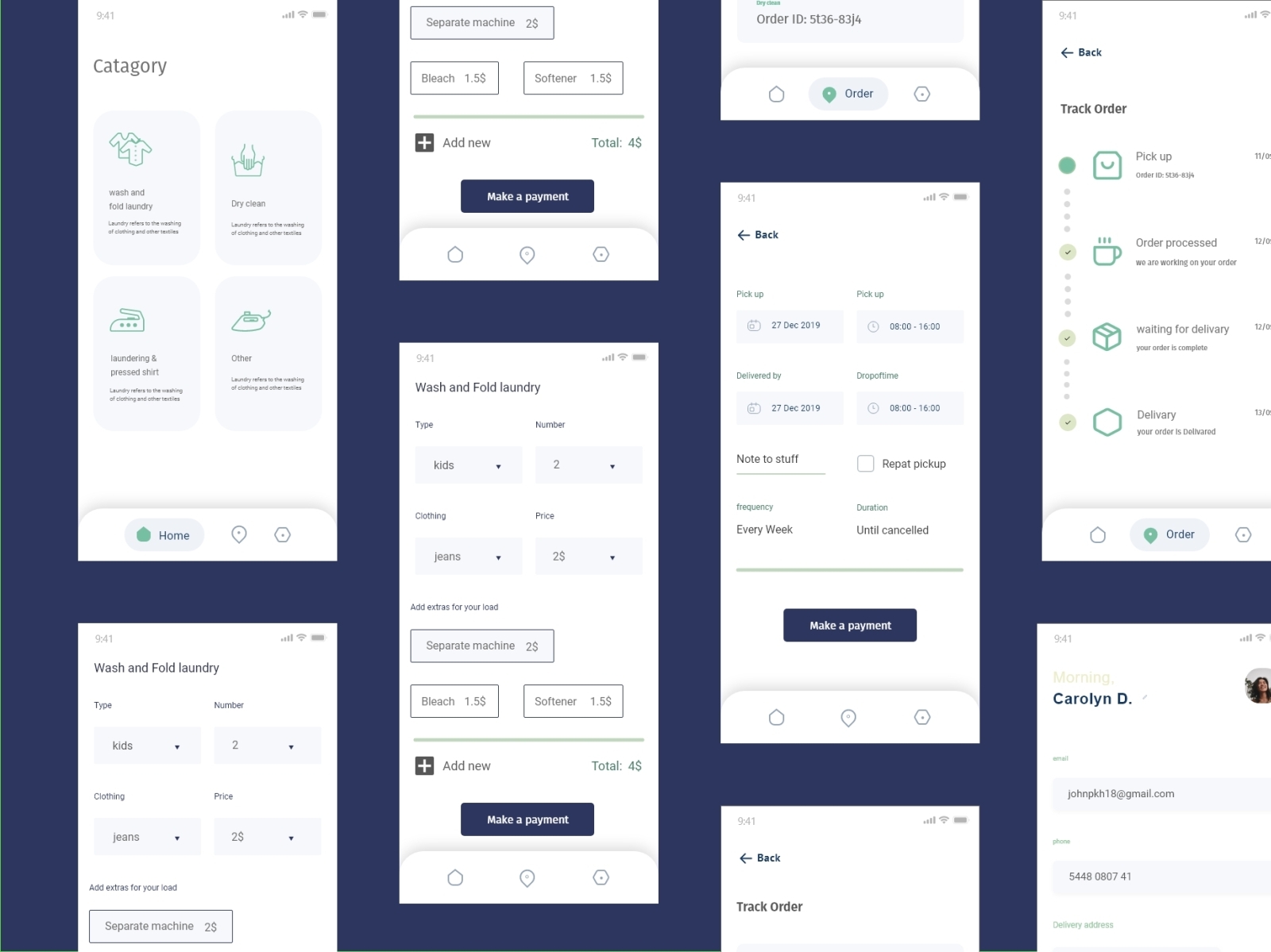 Laundry App Interface by mirpranto on Dribbble