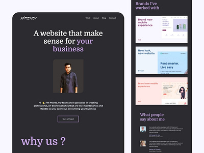 Design agency landing page branding design ui ux web design