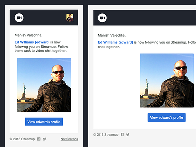 Streamup 'New Follower' Email