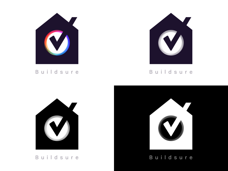 Buildsure Logo Variants builsure logo house home tick build sure ewdigital madebyew