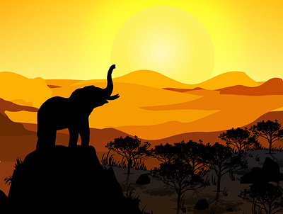 ELEPHANT elephant sunrise design
