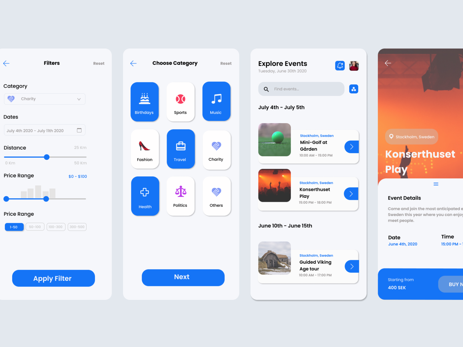 Events Finder by Sravya on Dribbble