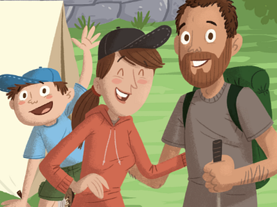 Family outdoors-ing it camping family illustration outdoors tent
