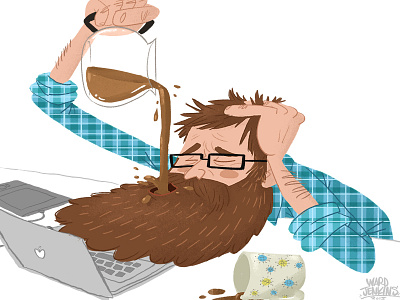 Me: all day every day beard coffee illustration work