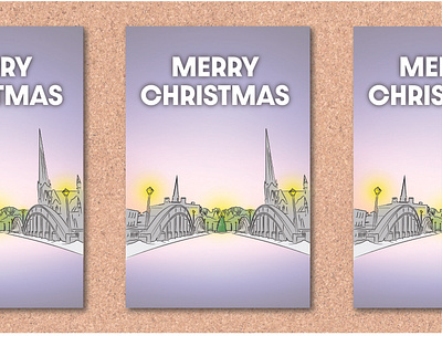 Queen's Square Christmas Card 2020 cambridge christmas 2020 christmas card christmas tree galt holiday cards holiday tree illustration merrychristmas vector