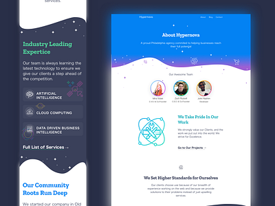 Hypernova Digital About Page Mockup